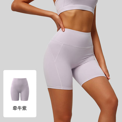 A Xia Wu T high waist hip lift tight nude five points yoga pants women's running sports fitness yoga shorts