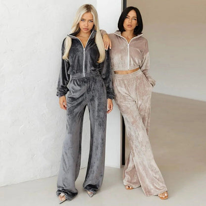 A sweater fleece shirt trousers set