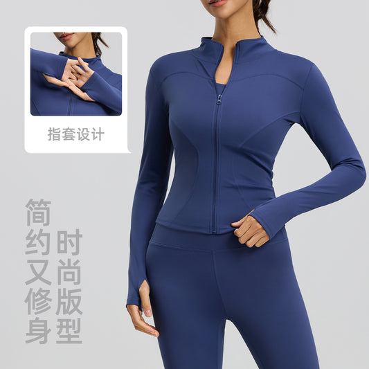A yoga clothes top women slim and thin breathable running fitness jacket