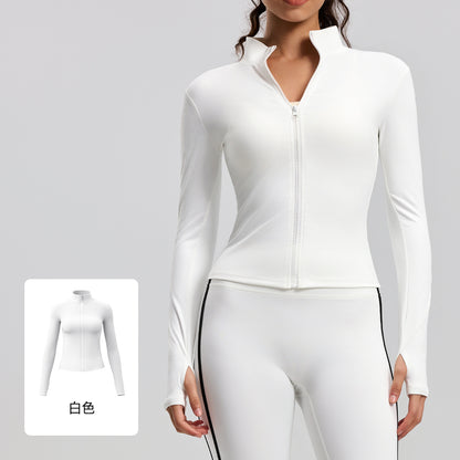 A new striped sports jacket outdoor running slim and thin stand-up neck yoga jacket