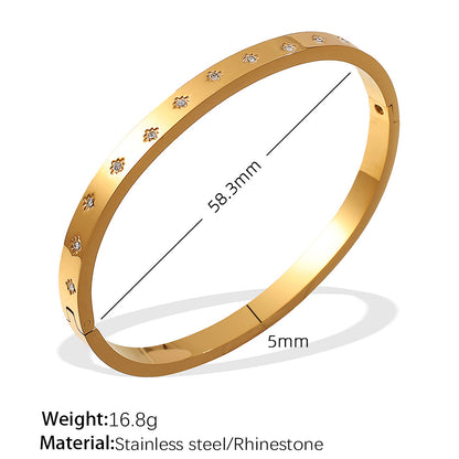 A European and American hot selling ins style titanium steel bracelet hexagram star snap buckle bracelet 18k gold-plated stainless steel zircon bracelet