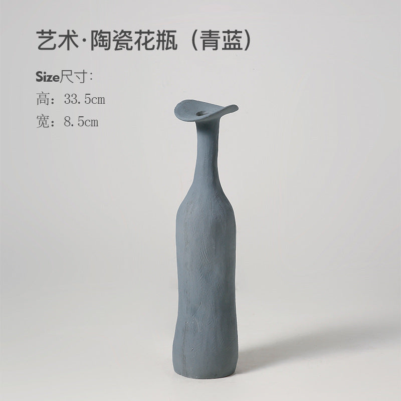 A Beihanmei wabi sandy wind Jingdezhen small vase ceramic high-end ornament flower arrangement living room home decoration