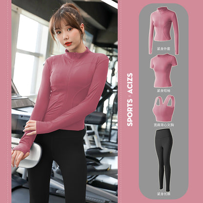 A Yoga clothes women's spring summer tight and thin gym clothes morning running sports suit body sculpting