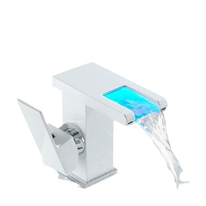 A: All copper LED light waterfall luminous faucet