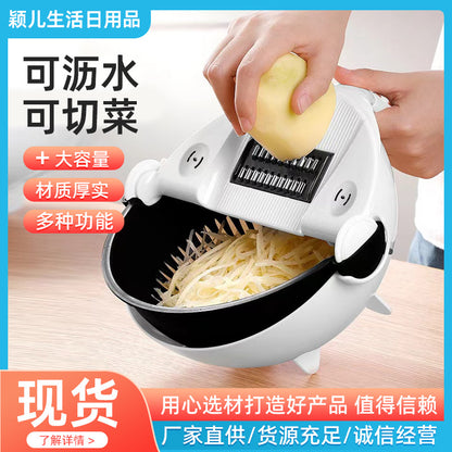 A Kitchen with hand guard vegetable cutter, potato wipe silk slicer, drain, round stainless steel vegetable cutter