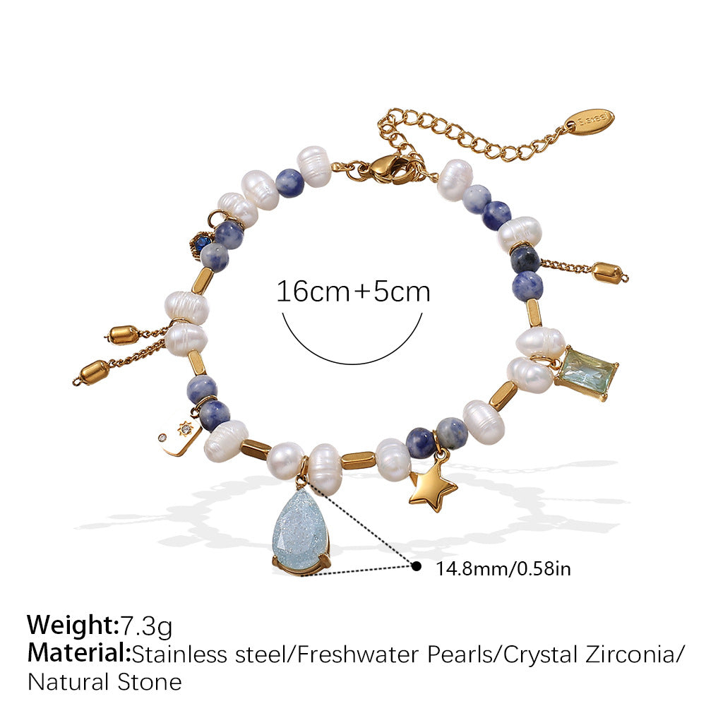 A French style court ins light luxury design noble zircon natural pearl exquisite necklace collarbone chain necklace