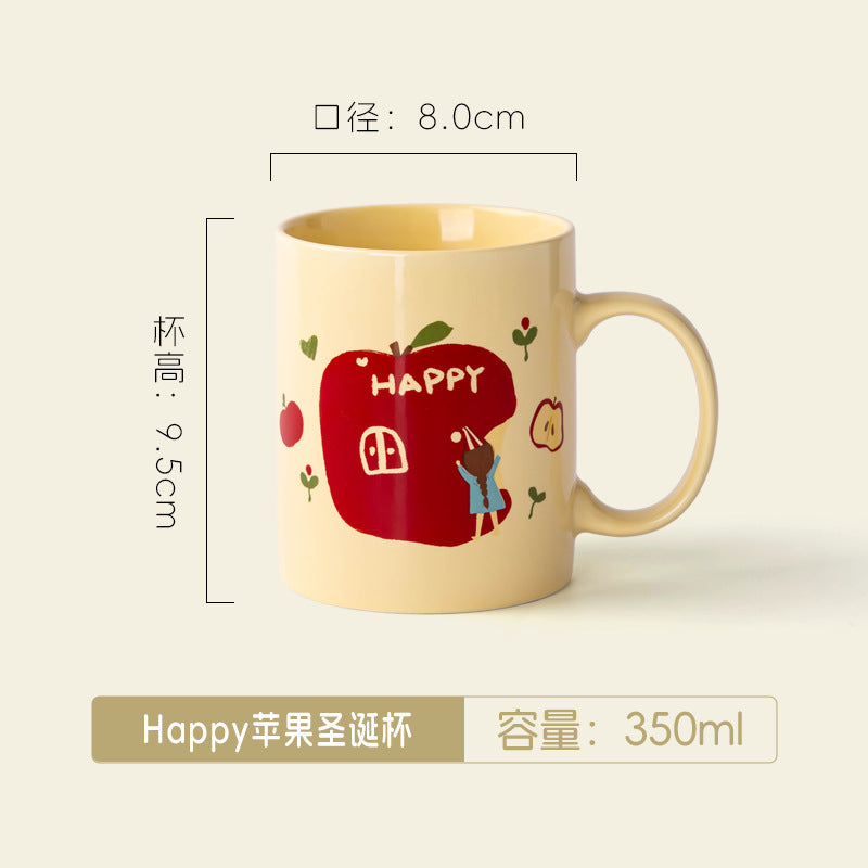 A Christmas mug creative cute cartoon ceramic cup girls coffee cup teacup holiday gift cup