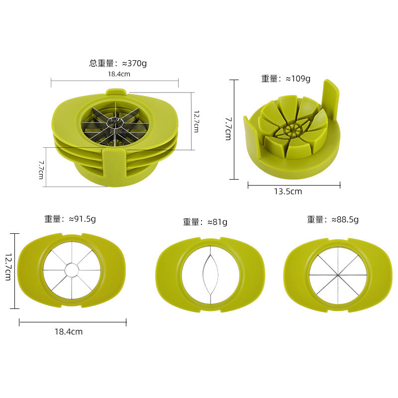 A four-piece set of apple cutting, stainless steel fruit cutter, apple slicer set, household pitted fruit slicing and dividing