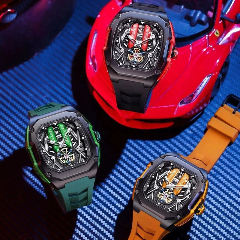 A men's watch engine three-dimensional design luminous waterproof multi-kinetic trendy men's high-end quartz watch