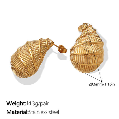 A European and American style fashion personalized stainless steel 18K gold conch earrings irregular cross-border innovation versatile earrings women
