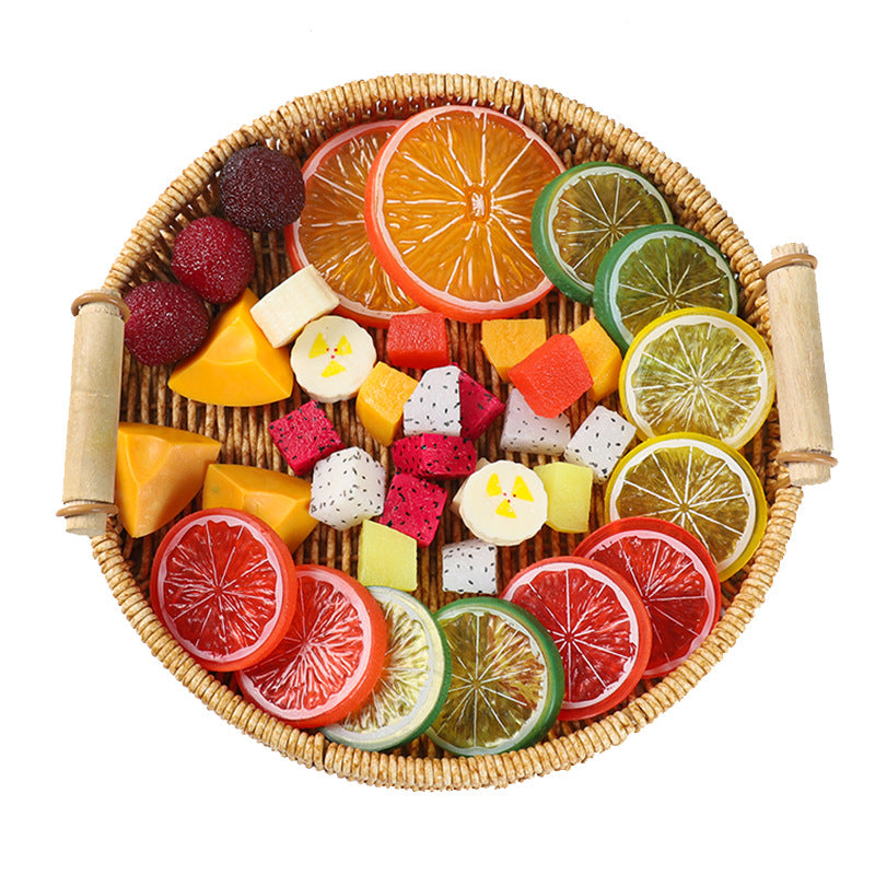 A Fake fruit slice Lemon slice Watermelon slice Fake cherry decoration photo Fruit props High imitation fruit slice model