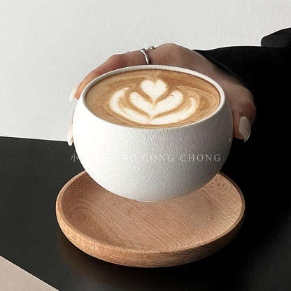A retro egg-shaped cup frosted stone pattern ceramic cup latte coffee cup afternoon tea niche cappuccillola flower cup