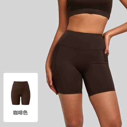 A Xia Wu T high waist hip lift tight nude five points yoga pants women's running sports fitness yoga shorts