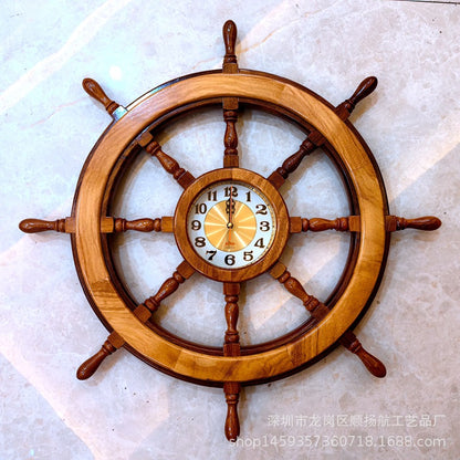A rosewood boat helmsman wall clock decoration handicraft