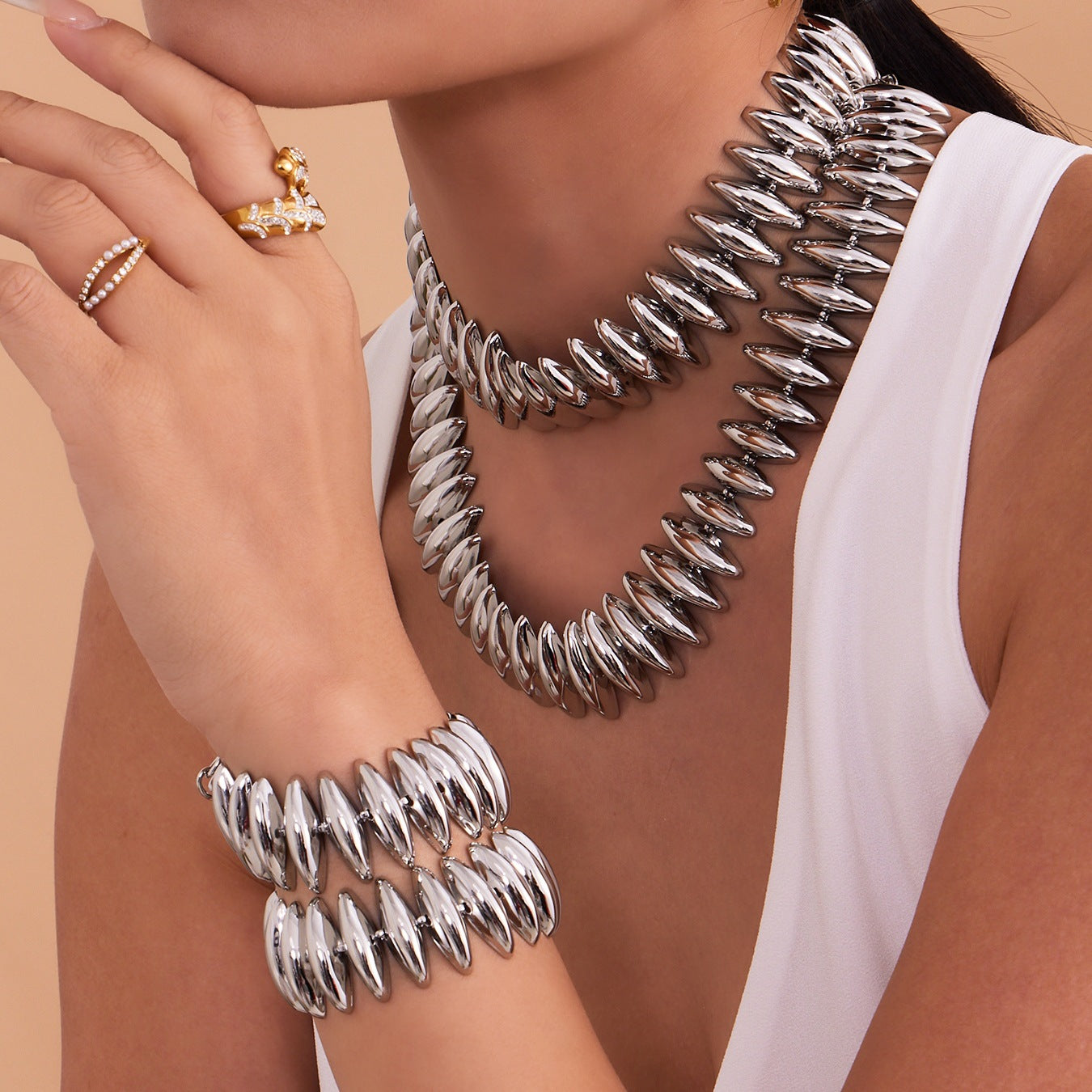 A necklace bracelet jewelry