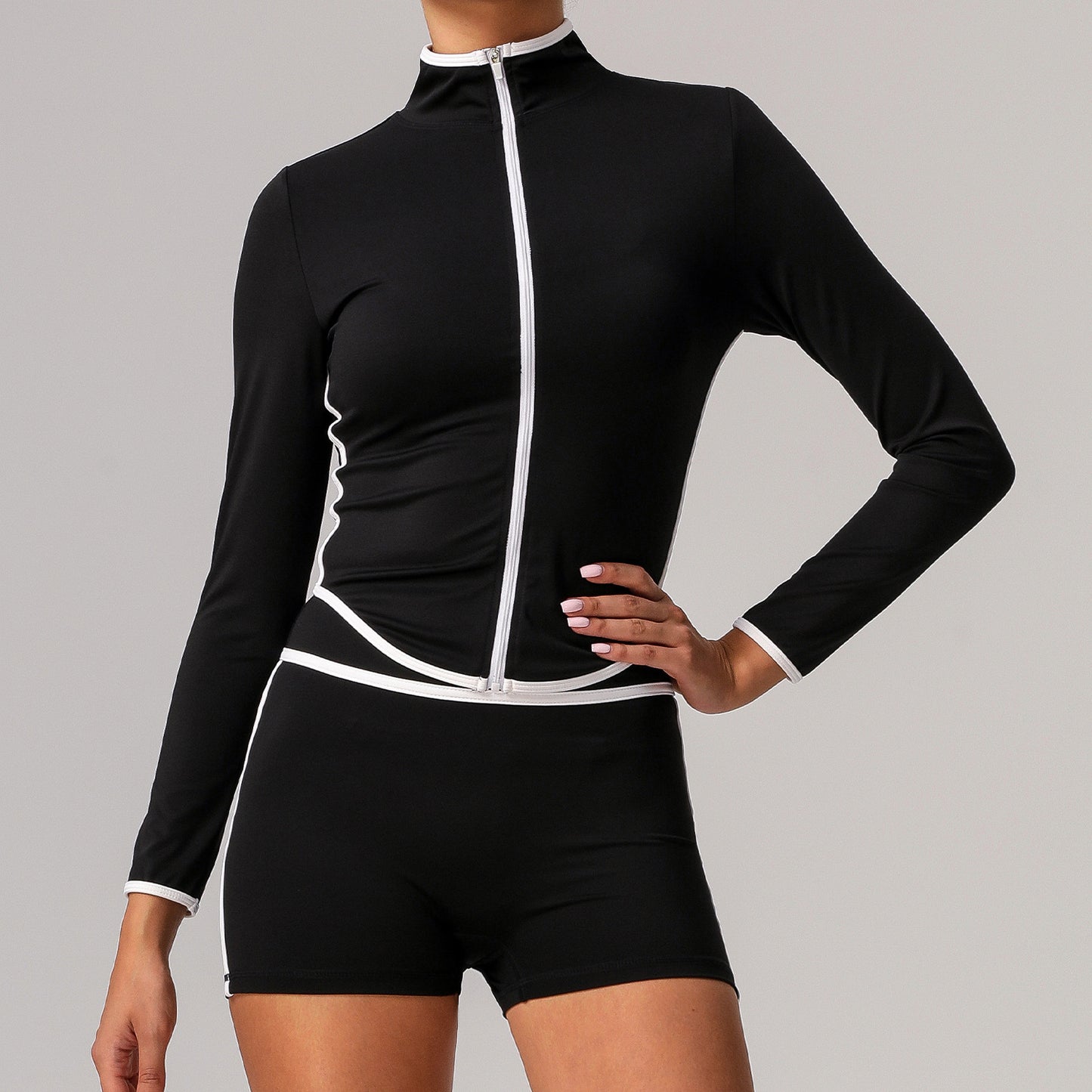 A sports suit women's contrasting colors, beautiful back, tight body, nude yoga suit, running fitness yoga suit