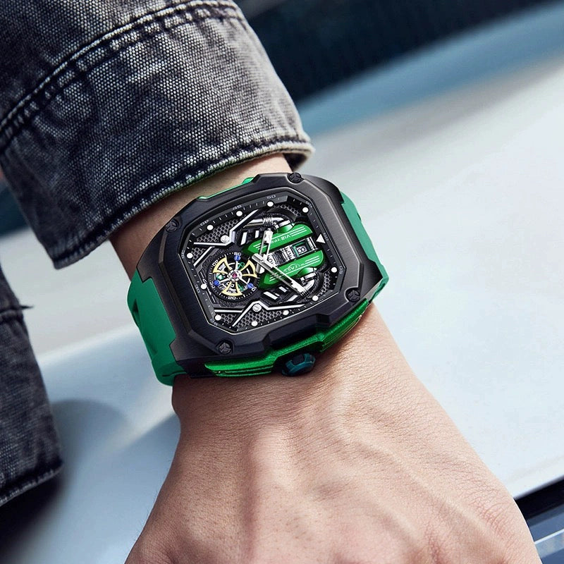 A men's watch engine three-dimensional design luminous waterproof multi-kinetic trendy men's high-end quartz watch