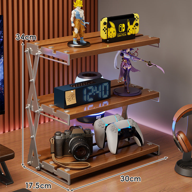 A tabletop shelf