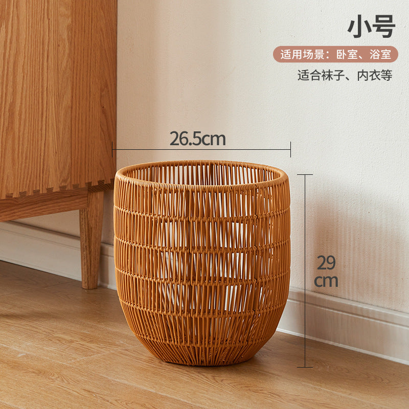 A waterproof storage basket made of imitation rattan