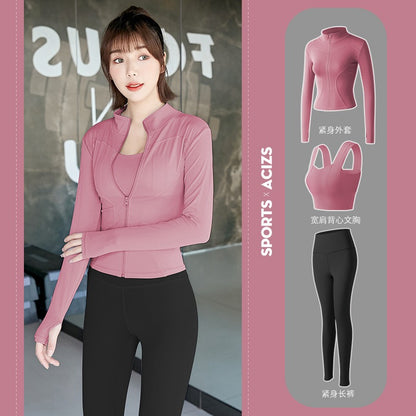 A Yoga clothes women's spring summer tight and thin gym clothes morning running sports suit body sculpting