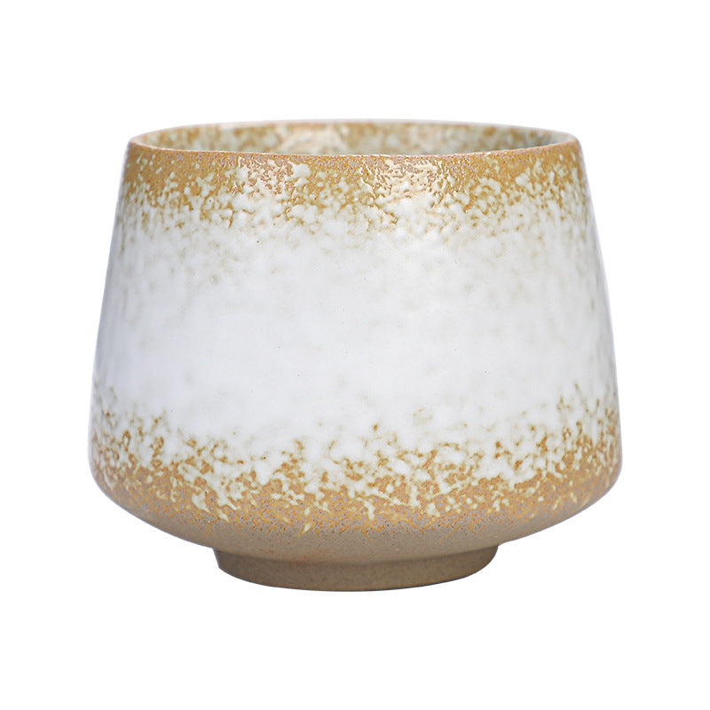 A coarse pottery coffee cup creative latte latte flower cup ceramic Japanese retro kung fu tea set teacup master cup water cup