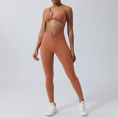 A Yoga suit Kink bra Peach hip trousers Sports suit No T-line Fitness two-piece set