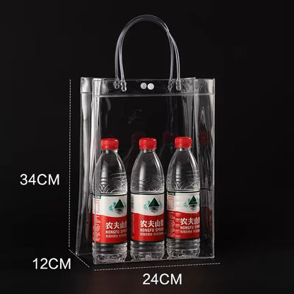 A spot stall pvc plastic tote bag transparent hose thickened red wine packaging bag gift bag