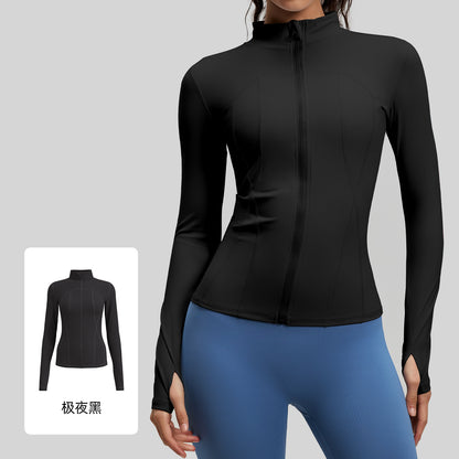A Naked yoga clothes sports jacket slim nylon stand-up collar tight jacket top running fitness clothes women