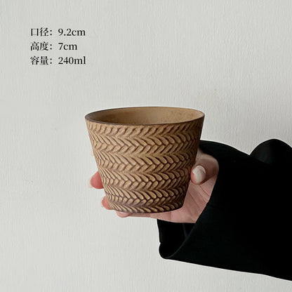 Japanese minimalist ceramic coffee cup hand cup pig mouth cup retro exquisite premium latte cup master cup Aobai cup