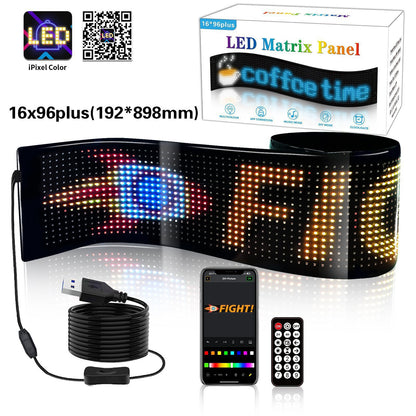 LED car soft screen usb car flexible advertising screen APP bluetooth window glass devil's eye display