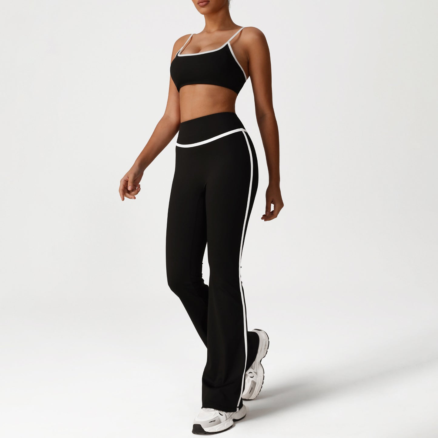 A sports suit women's contrasting colors, beautiful back, tight body, nude yoga suit, running fitness yoga suit