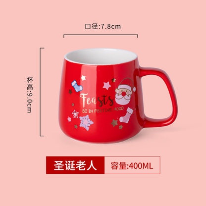 A Christmas mug creative cute cartoon ceramic cup girls coffee cup teacup holiday gift cup