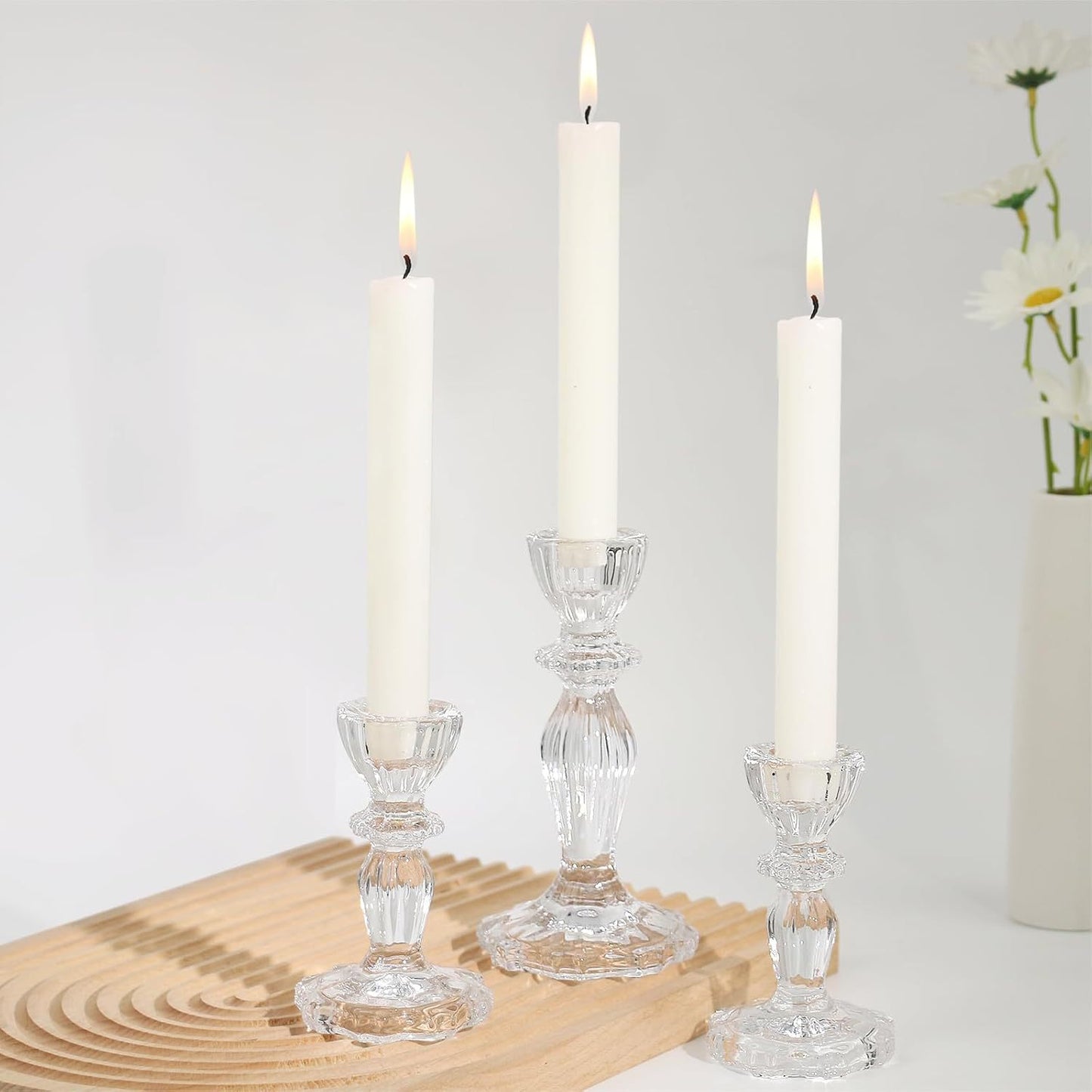 A crystal candle holder glass ornament