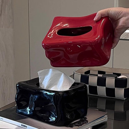 A ceramic tissue box decorative ornament