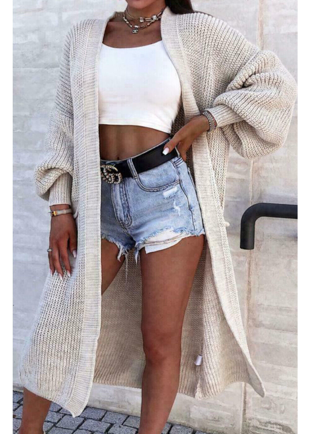 A long knit jacket