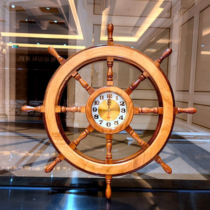 A rosewood boat helmsman wall clock decoration handicraft