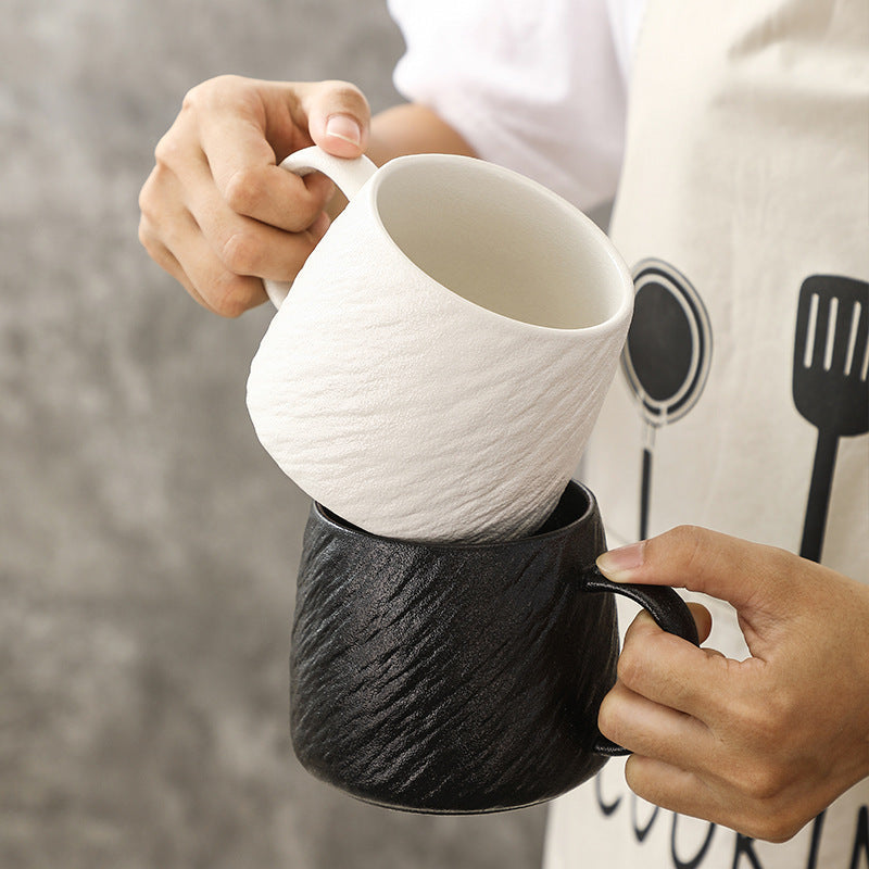 A Stone pattern microwave cup Simple ceramic mug Large capacity drinking cup Teacup Office home coffee cup