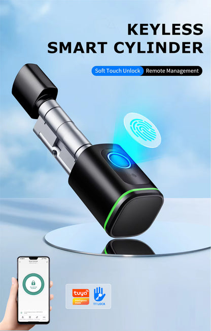 High-end household entrance door aluminum alloy smart lock cylinder lock graffiti pass password fingerprint swipe card smart lock
