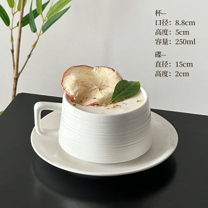 A retro stone coffee cup, premium sense, simple ceramic cup, exquisite latte latte flower cup, cappuccino mocha cup saucer