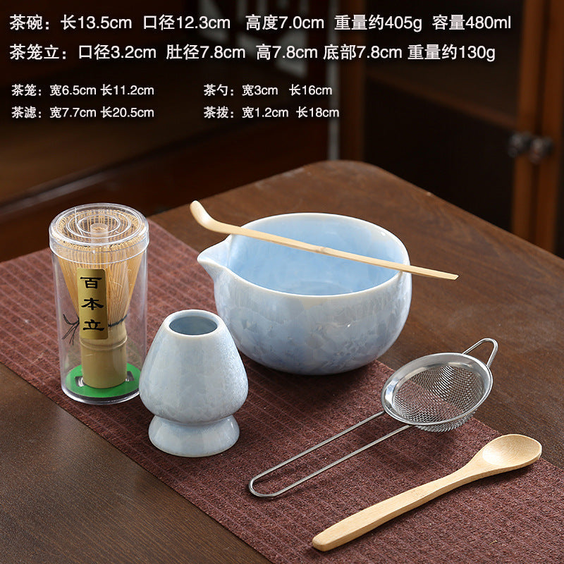 A crystal glaze cross-border ceramic matcha bowl tea beater tool set Japanese matcha brush Baibenli tea set combination