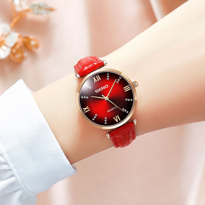 A New Ladies Vintage Alloy Decorative Premium Sense Belt Student Waterproof Quartz Watch