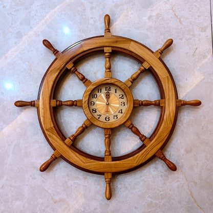A rosewood boat helmsman wall clock decoration handicraft