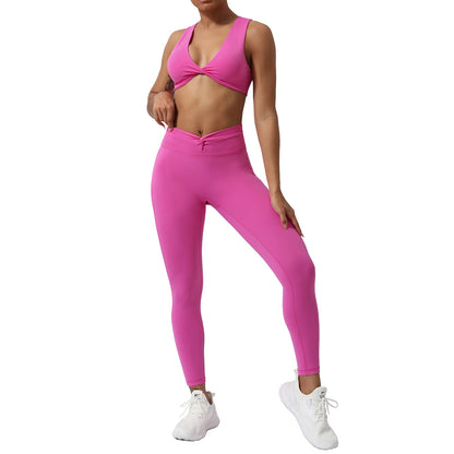 A Yoga suit Kink bra Peach hip trousers Sports suit No T-line Fitness two-piece set