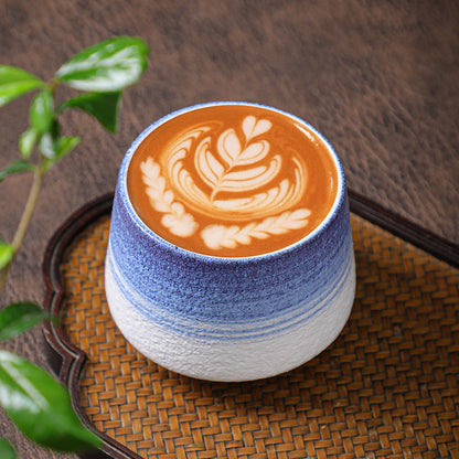 A coarse pottery coffee cup creative latte latte flower cup ceramic Japanese retro kung fu tea set teacup master cup water cup
