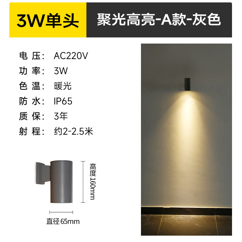 A led double-headed wall lamp villa outdoor column up and down luminous decoration lighting exterior wall waterproof wall-mounted spotlight