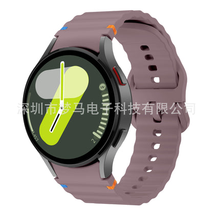 A Suitable for Samsung watch7/FE original wave stitching color buckle silicone strap universal watch654 strap