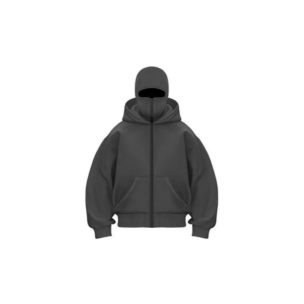 A double hat sweater jacket
