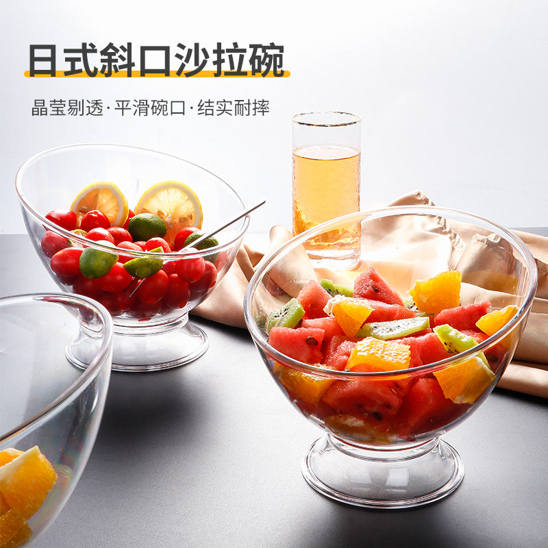 A Household Japanese diagonal salad bowl Large capacity creative fruit and vegetable dressing bowl Hotel restaurant Transparent dessert bowl