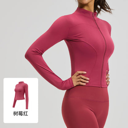 A yoga clothes top women slim and thin breathable running fitness jacket