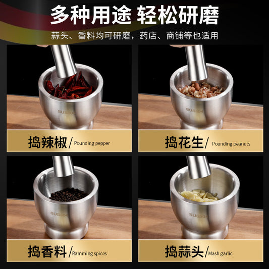 A 304 Stainless Steel Mash Solid Garlic Mash Household Vintage Grinder Mash Can Manual Garlic Mash Bowl